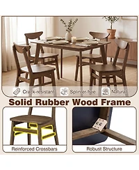 Gymax 5 Piece Solid Wood Dining Table Set Mid Century Kitchen Table and Chairs Set for 4