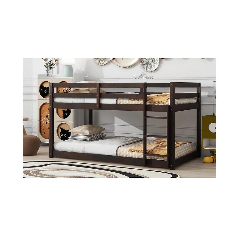 Sailvan Twin over Floor Bunk Bed with Ladder,Bed Platforms crafted Strengthened Slats