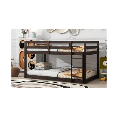 Sailvan Twin over Floor Bunk Bed with Ladder,Bed Platforms crafted Strengthened Slats