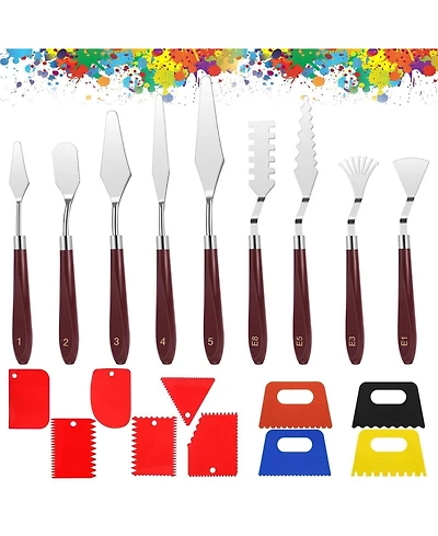 Xdovet Spatula Set Stainless Steel Palette Scrapers Oil Canvas Watercolor