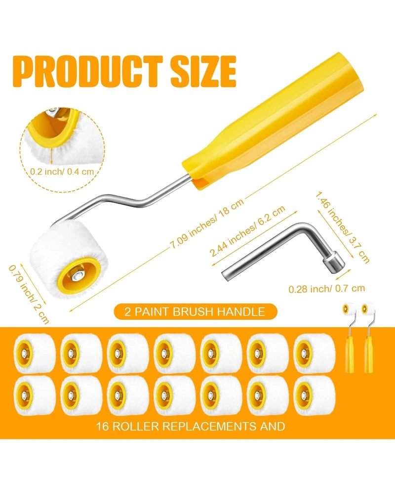 Xdovet Mini Roller Brush Touch Up Trim Edge Corner Window Frame Tool 16 Pack