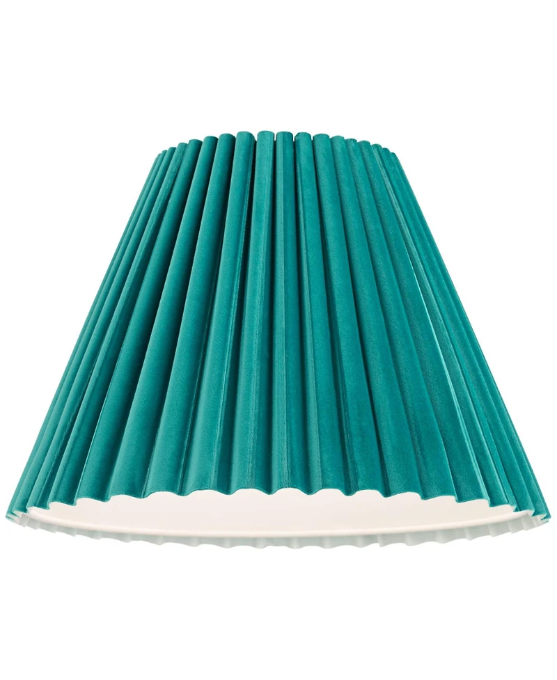 Springcrest 7" Top x 15" Bottom x 10" High x 10 3/4" Slant Lamp Shade Replacement Velvet Arc Pleated Spider Harp Finial