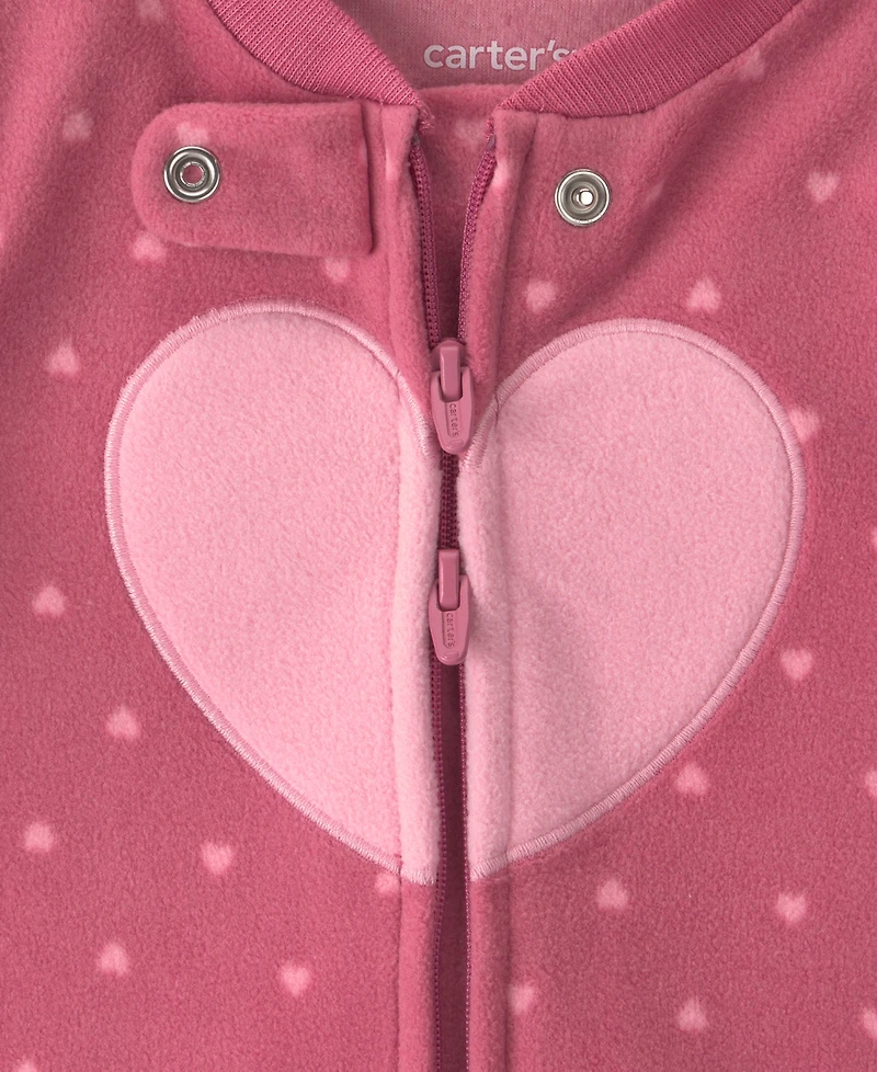Carter's Baby Girls' Heart Fleece 2-Way Zip Sleep & Play