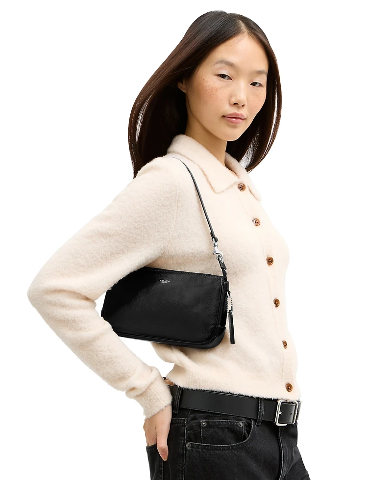 Coach Plaza Small Glazed Leather Shoulder Handbag