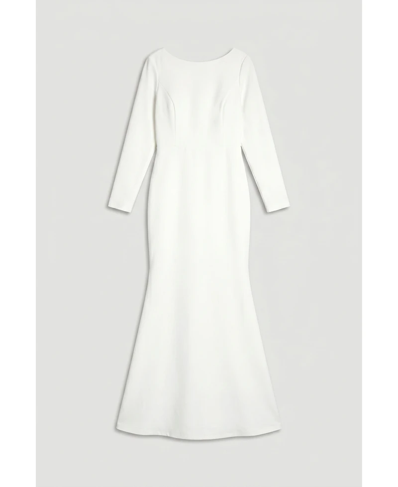 Coast Women's Slash Neck Long-Sleeve Puddle Wedding Dress