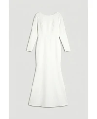 Coast Women's Slash Neck Long-Sleeve Puddle Wedding Dress