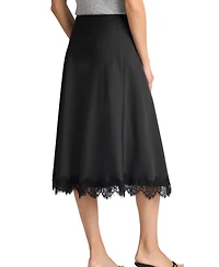 CeCe Women's Satin Lace Trim A-Line Midi Skirt