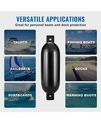 Mountaintop Boat Fenders, Inflatable Ribbed Docking Bumper, Center Holes, Air Pump, 4 Needles, 4 Ropes and Storage Bag for Marine Boats