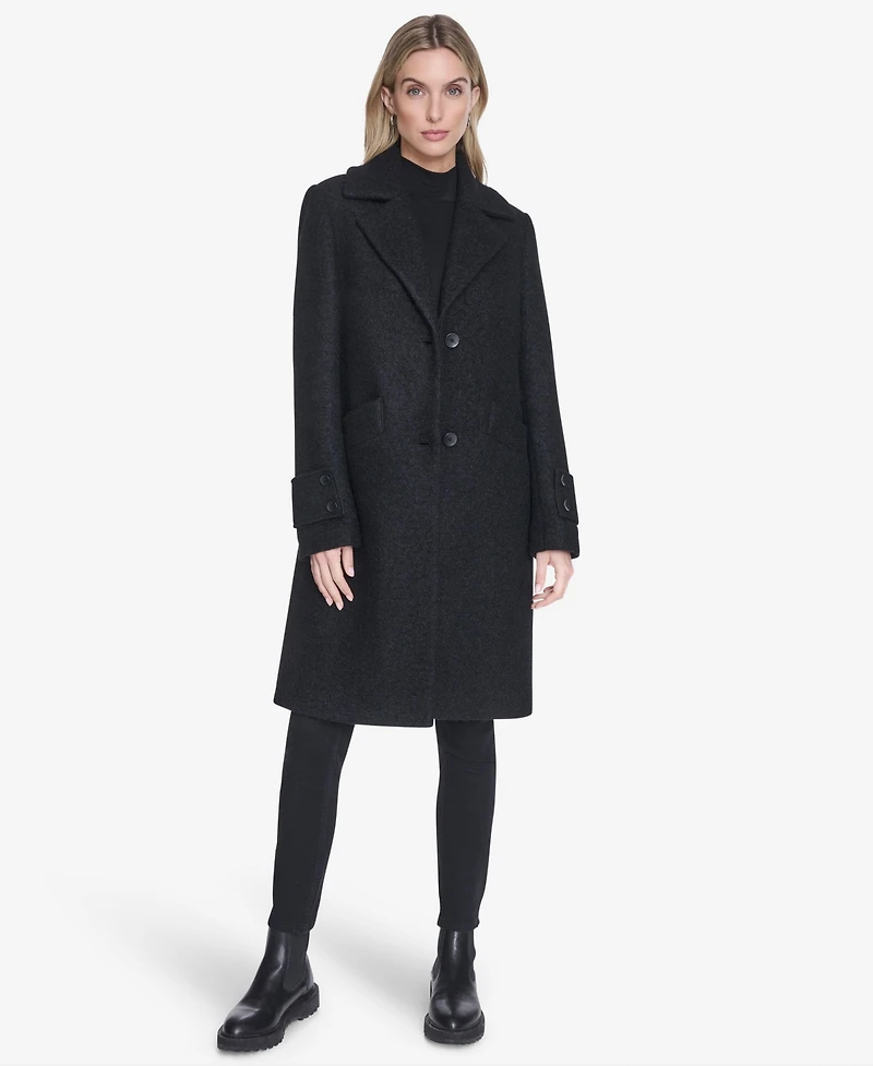 Regine Sb Women's Soft Wool Boucle Coat With Back Vent