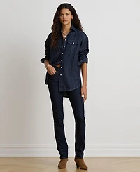 Lauren Ralph Women's Long-Sleeve Point Collar Denim Shirt