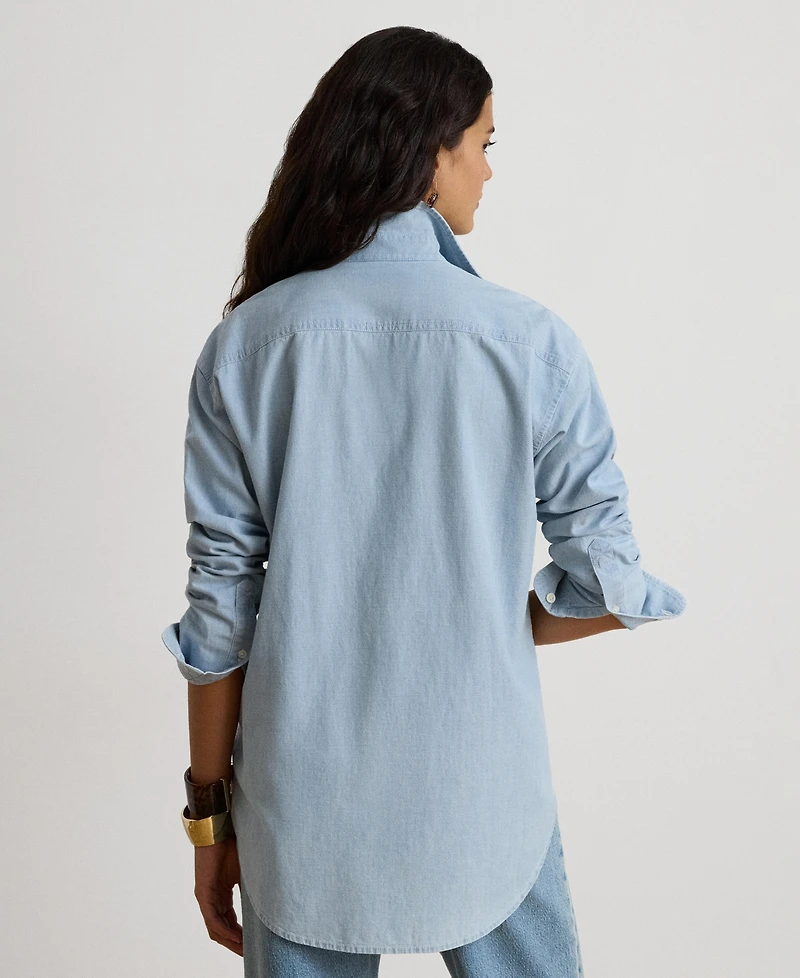 Lauren Ralph Women's Long-Sleeve Chambray Woven Shirt