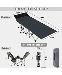 Piscifun Heavy Duty Portable Folding Camping Bed Adjustable Recline Built Pillow 500 Lbs Capacity