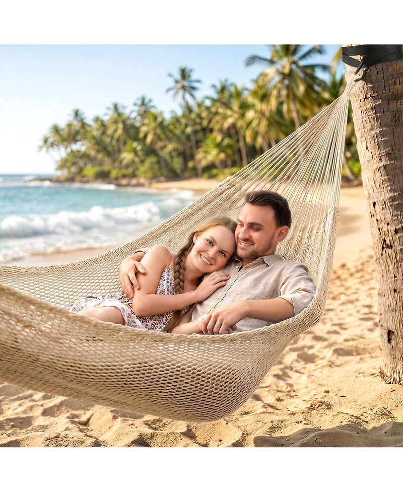 Piscifun Double Outdoor Hammock 2 Person Thick Polyester Rope Portable Heavy Duty 450lbs Capacity