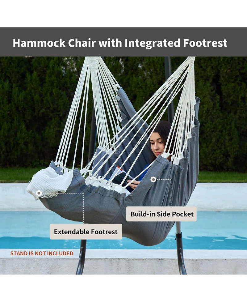 Piscifun 500 Lbs Capacity Hanging Hammock Chair Swing With Footrest Portable Indoor Outdoor Steel Hardware Kit