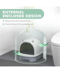 Ruie Covered Cat Litter Box with Translucent Flap Door and Dual Deodorizing Bags