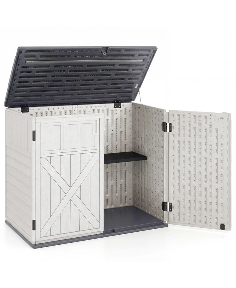 Sugift Horizontal Resin Storage Shed With Adjustable Shelf