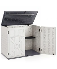 Sugift Horizontal Resin Storage Shed With Adjustable Shelf