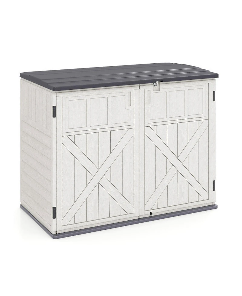 Sugift Horizontal Resin Storage Shed With Adjustable Shelf