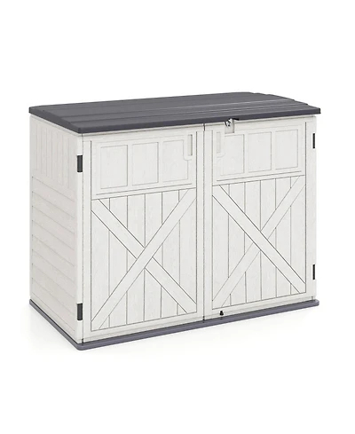 Sugift Horizontal Resin Storage Shed With Adjustable Shelf