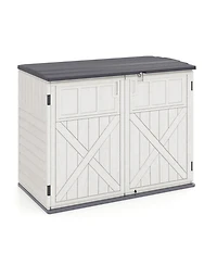 Sugift Horizontal Resin Storage Shed With Adjustable Shelf