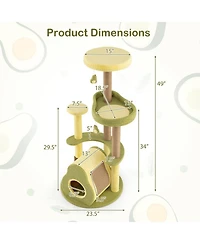 Hongge Avocado-Shaped Cat Tower Featuring a Private Condo, 49 Inch