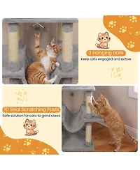 Hongge Large 63 Inch Indoor Cat Tower with Rotatable Basket Bed