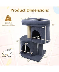 Hongge Dual-Condo 26 Inch Cat Tower with Wide Cushioned Perch