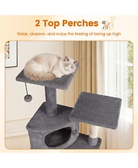 Hongge 44 Inch Kitten Tower with Sisal Scratching and Climbing Ramp
