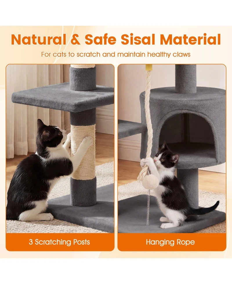 Hongge 36 Inch Kitten Cat Tower with a Round 15.5 Inch Lounging Platform