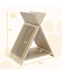 Hongge Corrugated Cardboard Cat Scratcher Lounge with Wooden Frame
