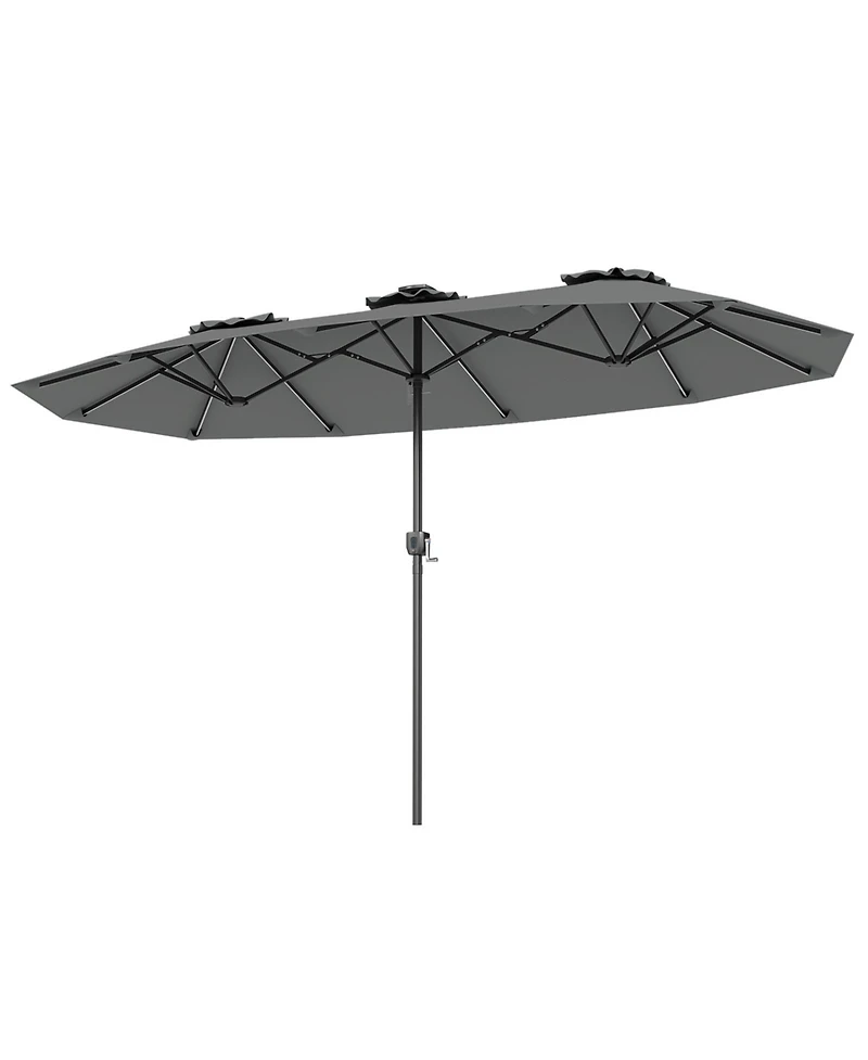 Sugift 13 Feet Double-Sided Patio Umbrella with Color Changing Flowing Solar Led Lights