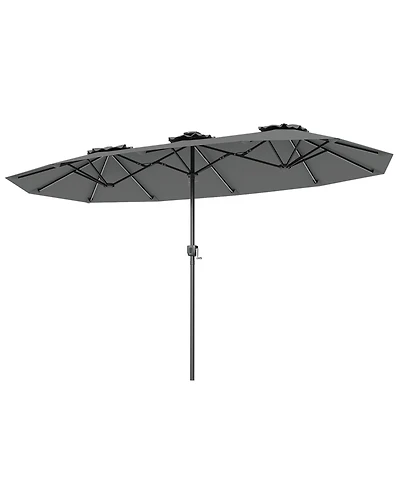 Sugift 13 Feet Double-Sided Patio Umbrella with Color Changing Flowing Solar Led Lights