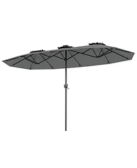 Sugift 13 Feet Double-Sided Patio Umbrella with Color Changing Flowing Solar Led Lights