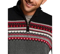 Weatherproof Vintage Men's Maine Fairisle Two Tone Quarter-Zip Sweater