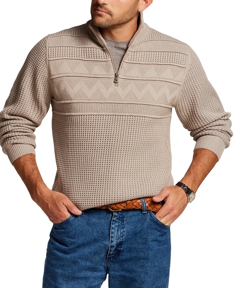 Weatherproof Vintage Men's Textured Zig Zag Yoke Quarter-Zip Sweater