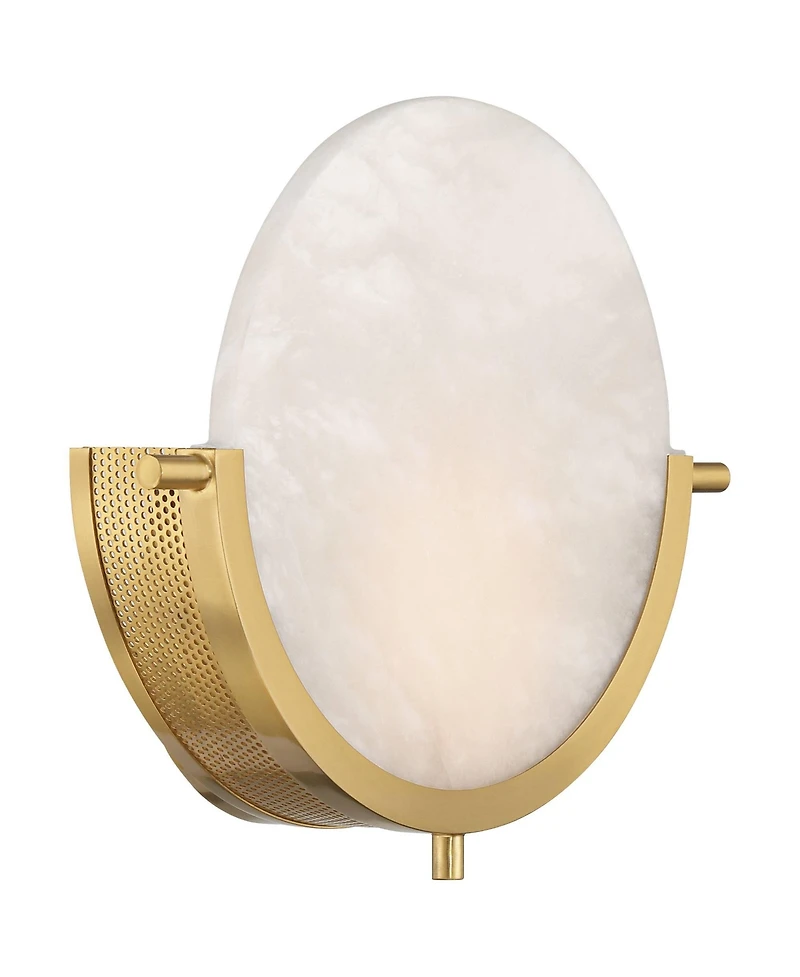 360 Lighting Barranco 9 1/2" High Warm Gold Alabaster Led Wall Sconce Set of 2