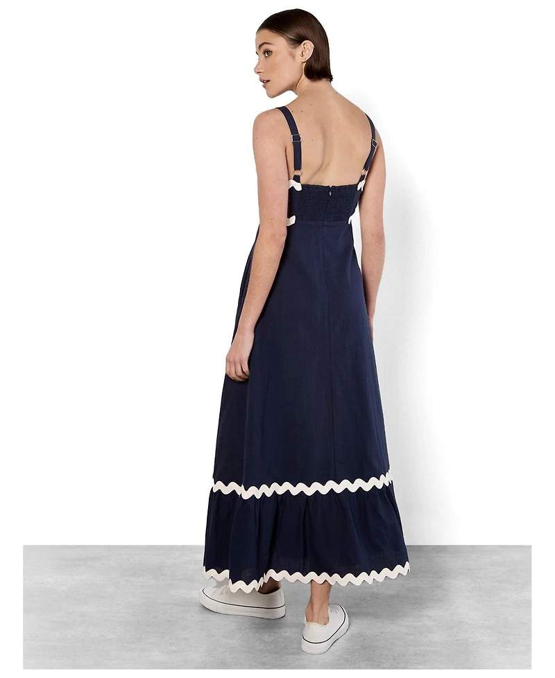Apricot Women's Rick Rack Trim Trapeze Midaxi Dress