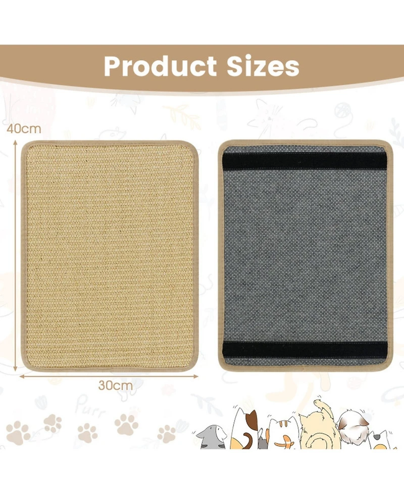 Hongge Horizontal Sisal Cat Scratching Mat Set of 6, 24 x 16 Inch