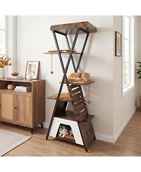 Hongge 73 Inch Tall Multi-Level Cat Tree with Extra Large Condo