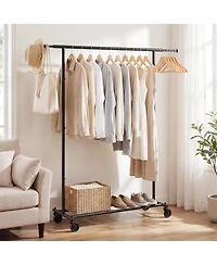 Hongge Mobile Garment Rack with Extendable Side Rods and 4 Swivel Casters