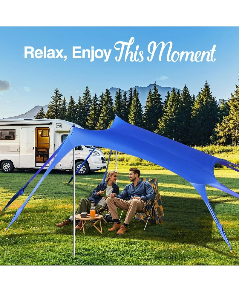 Aofar Beach Tent Sun Shelter Sandbags Stability Poles Camping Fishing 10 X 13 Feet