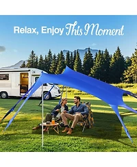 Aofar Beach Tent Sun Shelter Sandbags Stability Poles Camping Fishing 10 X 13 Feet