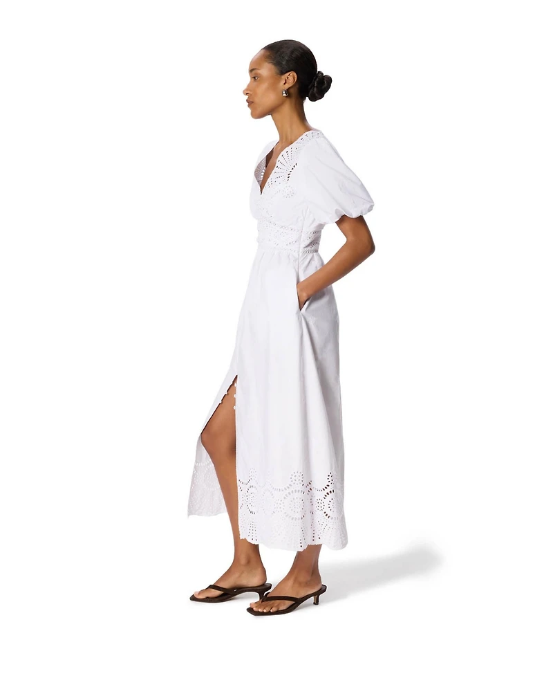 Whistles Women's Cotton Broderie V-Neck Dress