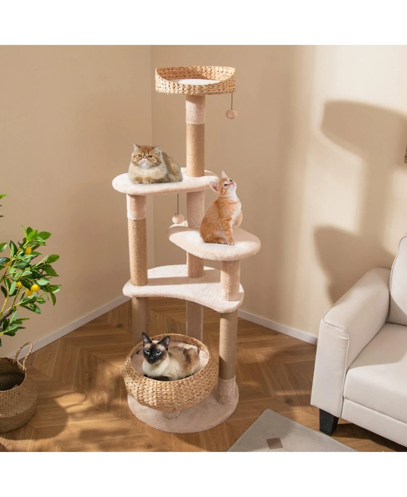 Hongge Cat Tree Tower Featuring an Oversized 18-Inch Top Perch