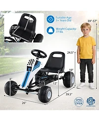 Hongge 4-Wheel Kids Pedal Go Kart with Steering Wheel and Handbrake