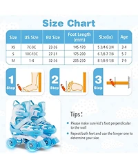 Hongge Kids Quad Roller Skates with Light-Up Wheels and Safety Straps
