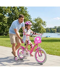 Hongge 16-Inch Girls Bike with Front Bag and Dual Braking System, Ages 4-7