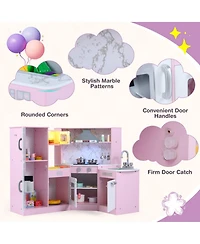 Hongge Kids Corner Play Kitchen Playset with Sensor Faucet and Sound Lights Ages 3
