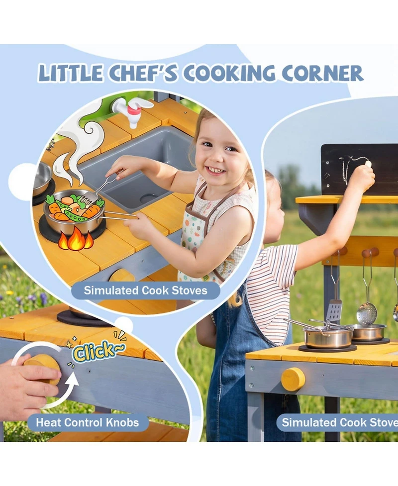 Hongge Running Water 9-Piece Mud Kitchen, Ages 3+