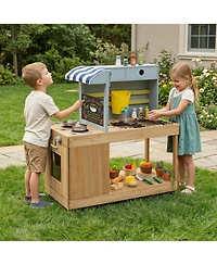 Hongge Canopy Mud Kitchen with Water Tank and Faucet, Ages 3+